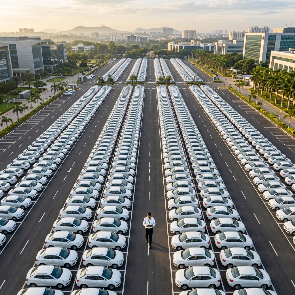 Aerial view of fleet cars for bulk booking