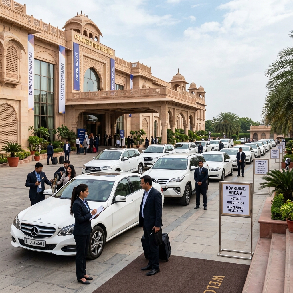 Fleet at corporate conference venue for MICE transport